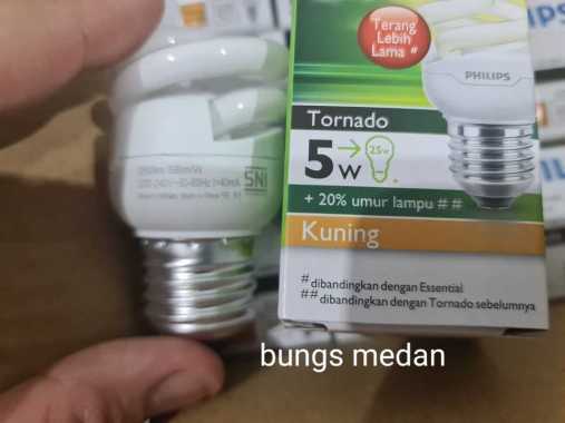 LAMPU SPIRAL TORNADO PHILIPS 5W 5WATT 5 W 5 WATT KUNING WW BOHLAM