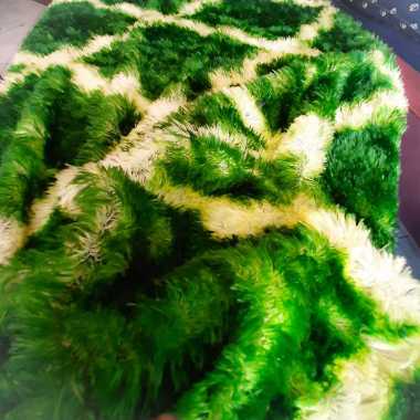 KAIN BULU RASFUR RAFSUR MOTIF UK 150X50CM HIJAU PUTIH
