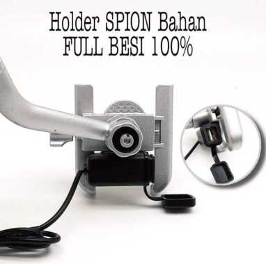 Phone Holder Spion Motor +USB Holder Motor Material 100% Besi SILVER