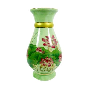 Adhiraja Lotus Vas Keramik Hijau 8 Inch