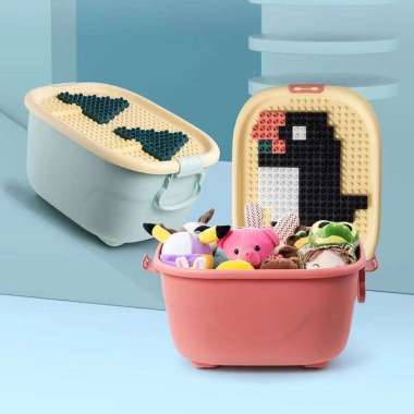 Kotak + Papan Mainan BLOCK / LEGO Anak - Kontainer Box Mainan Anak Hijau