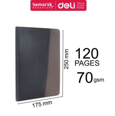 Deli 7910 / 7911 / 7912 Leather Cover Notebook Buku Tulis Catatan Cover Kulit - Black [1 Buku @120 L