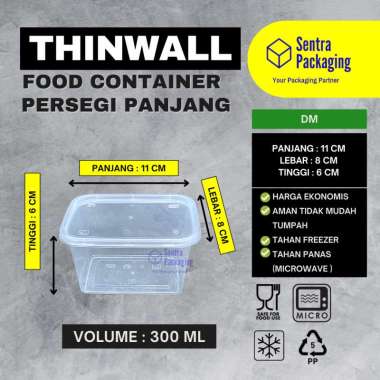 DM - Kotak Makan Plastik 300ml / Thinwall / Food Container - DM- PACK