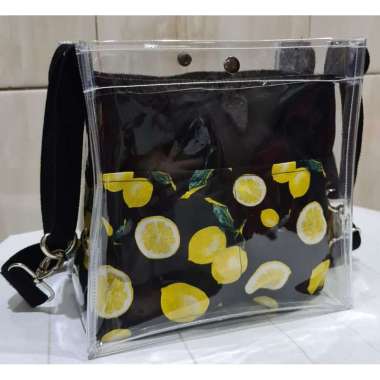 Tas Tote Mika Transparan Tebal Bagus Murah webbing katun hampers Gift kado Dengan Pouch