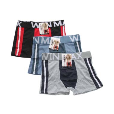 Winmax Soft Cotton Import Celana Dalam Boxer Pria [4802/ 3 Pcs] M multicolor