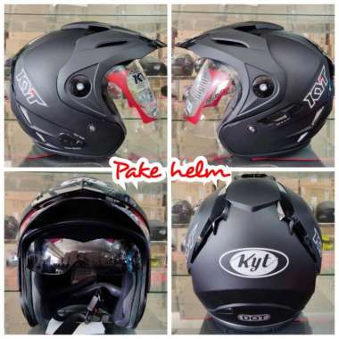HELM KYT VENOM RR HITAM DOF BLACK DOF HELM KYT HALF FACE DOUBLE VISOR L