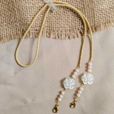 Tali Masker Hijab Konektor 2 in 1 Mutiara Soga Series Nyamannya YELLOW