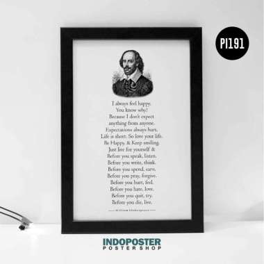 Poster William Shakespeare Feel Happy Quotes A3 45x30cm
