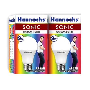 Hannochs Sonic Bohlam Lampu LED - Putih [9 Watt/ 2 pcs]  PUTIH