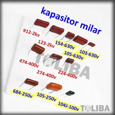 kapasitor milar mylar polyester poliester pet 100v 250v 400v 630v 2kv 400v 274