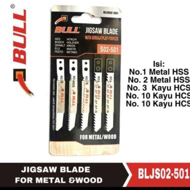 Jigsaw blade mata gergaji triplek kayu-besi campur 5 in 1 BULL