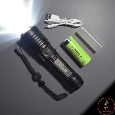 Senter LED XHP-50 ultrafire Cree baterai 26650 rechargeable USB-C - S+26650Panasoni ORIGINAL 100 % M
