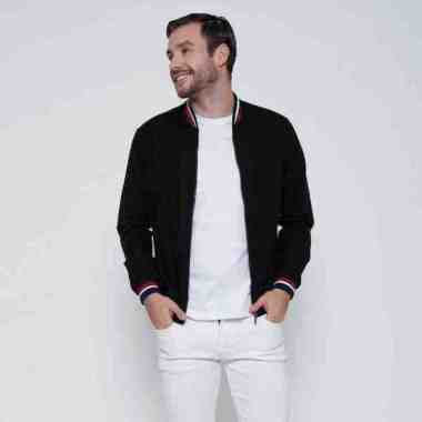 M231 Jaket Pria Bomber Oxford Panjang Hitam 1768A    Hitam     L