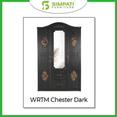 Olympic Lemari Pakaian 3 Pintu WRTM Chester (Khusus Jabodetabek) Oak Dark
