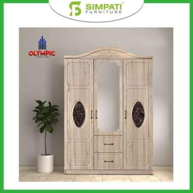 Olympic Lemari Pakaian 3 Pintu WRTM Chester (Khusus Jabodetabek) Oak Cream