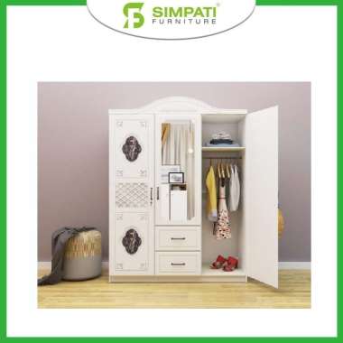 Olympic Lemari Pakaian 3 Pintu WRTM Chester (Khusus Jabodetabek) Pearl Oak