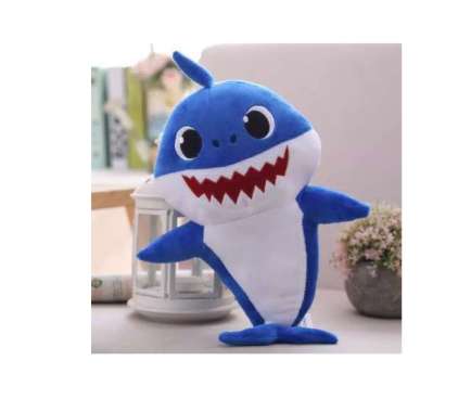 FG Boneka Baby Shark Dengan Lampu dan Musik / Baby Shark Doll BS BIRU MUSIK & LED