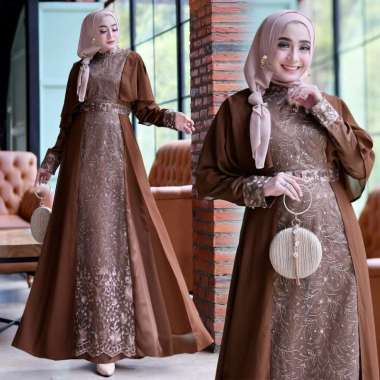 GAMIS  MIKAYLA Baju Muslim Wanita Jumbo Gamis Brukat Tile Remaja Dewasa Premium Fashion Gamis Kondan