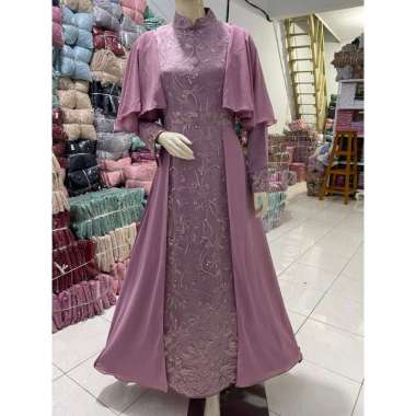 GAMIS  MIKAYLA Baju Muslim Wanita Jumbo Gamis Brukat Tile Remaja Dewasa Premium Fashion Gamis Kondan