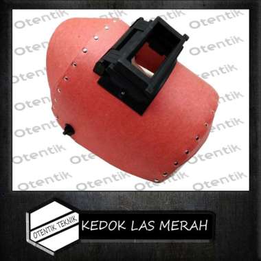 TOPENG KEDOK LAS MERAH - HELM LAS - PELINDUNG WAJAH - TERMASUK KACA