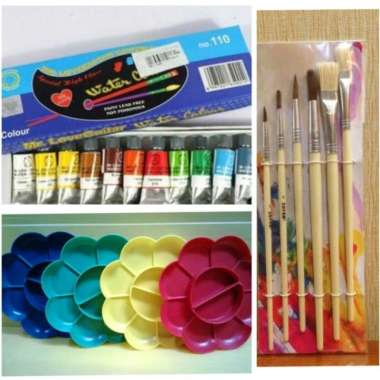 Paket Lukis (Cat Air,Kuas,Palet) Multicolor