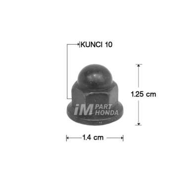 OEM O-90202-ZV0-000 Mur Topi Knalpot Drat Baut 10 Nut Cap 6 MM Beat eSP K25 Beat Eco Street K81 Scoo