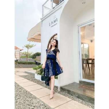 SIERRA DRESS TENUN DRESS ETNIK DRESS KONDANGAN BATIK KHAS INDONESIA IVORY NAVI