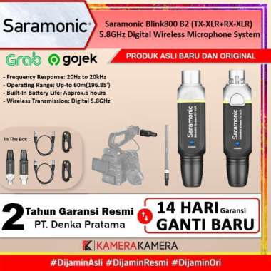 KameraKamera Saramonic Blink 800 B2 (TX-XLR+RX-XLR) 5.8GHz Wireless Microphone Hitam