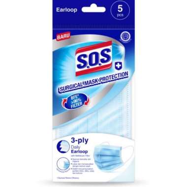SOS SURGICAL MASK PROTECTION EARLOOP - per bks isi 5 pc
