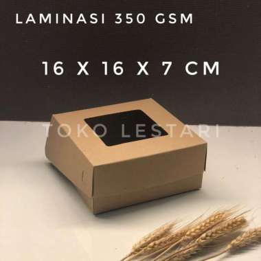 Box Kraft Coklat LAMINASI JENDELA Untuk Kotak Kue dll 16x16x7 cm