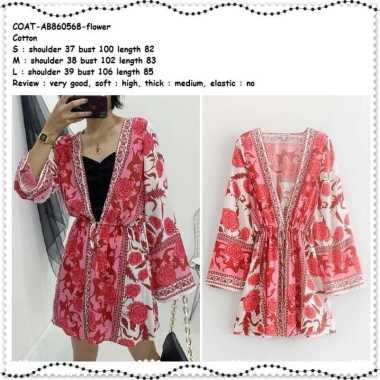AB860568 Kardigan Cardigan Kimono Bunga Pantai Wanita Korea Import