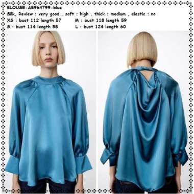AB964799 Atasan Pita Silk Lengan Panjang Blouse Wanita Korea Jumbo