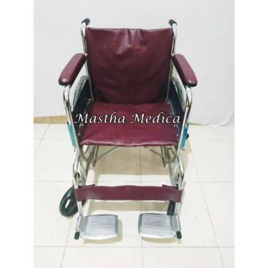 Kursi Roda Standart Rumah Sakit Kuat Murah + Rem Roda Avico Jok merah