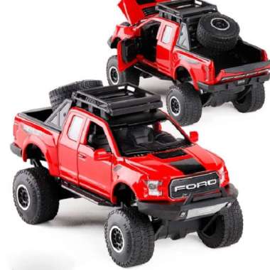 die cast mainan mobil off road ford miniauto monster truck m 1:24 metalic red