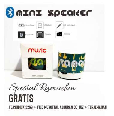 Speaker Murottal Al quran Ceramah Ngaji Portable Mini Bluetooth USB