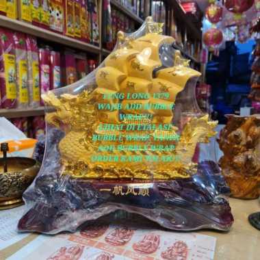 Hiasan Pajangan Fiber PERAHU NAGA MAS YI FAN FENG SHUN Sedang