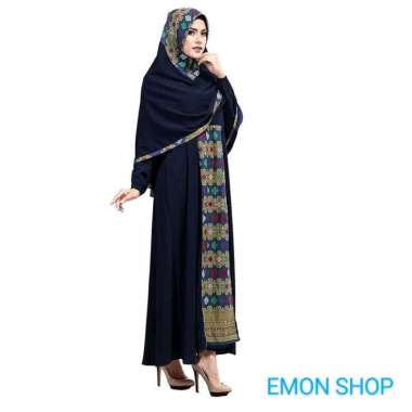 Inficlo Exo SNS 674 Gamis Muslim Muslimah Wanita M Navy Motif