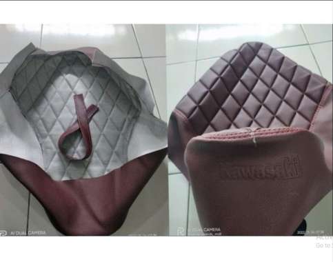 Sarung JOK MBtech W175 Model Wajit/ Kulit Jok motor Kawasaki W175 Bahan Mbtec pres wajit sabuk/tali 