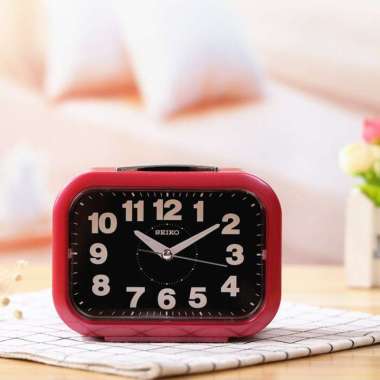 Seiko QHK026-S Lumibrite Quiet Sweep LED Loud Bell Alarm Clock Red Black