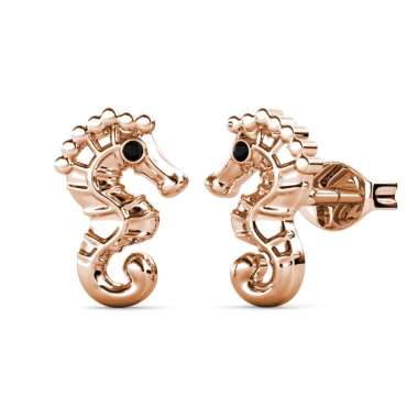 SeaHorse Earrings Rose Gold - Anting Crystal by Her Jewellery