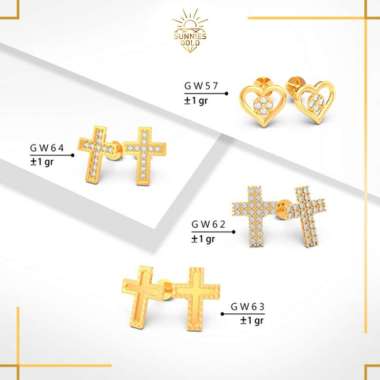 ANTING GIWANG EMAS KADAR 300 / 6K DAN KADAR 375 / 8K ANTING GOLD ANTING GIWANG SALIB CANTIK MATA BAT