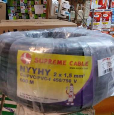 Kabel SUPREME NYMHY Hitam Serabut 2X1.5 (Meteran / Eceran )