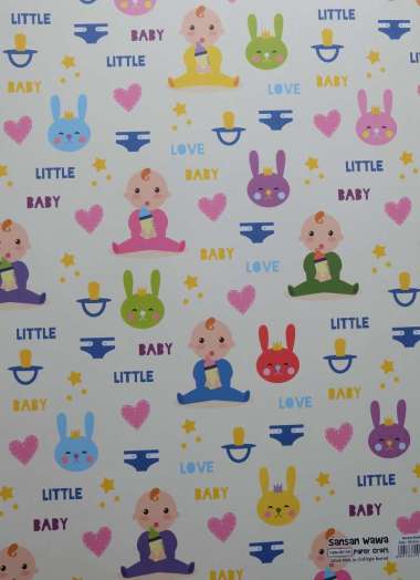 Kertas Kado Motif New Baby / Baby Born / Bayi Pink Muda
