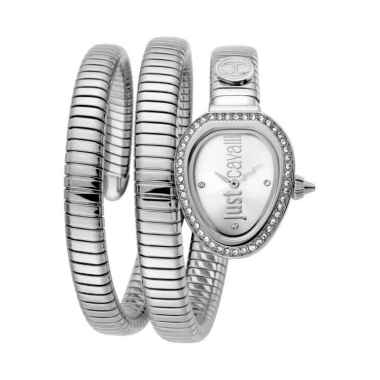 Just Cavalli Just Glam Chic Snake EVO 3 Original Jam Tangan Wanita SILVER