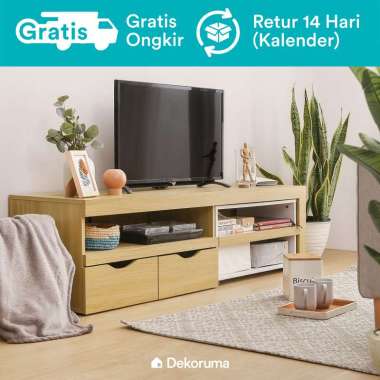 Dekoruma Nana Meja TV Minimalis Modern - Buffet Rak TV Cabinet Kayu Olahan dengan Laci Cokelat