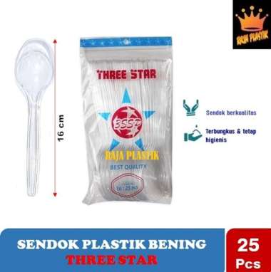 ISI 25 Set SENDOK MAKAN THREE STAR / SENDOK MAKAN PLASTIK BENING / SENDOK MAKAN BENING SENDOK BENING