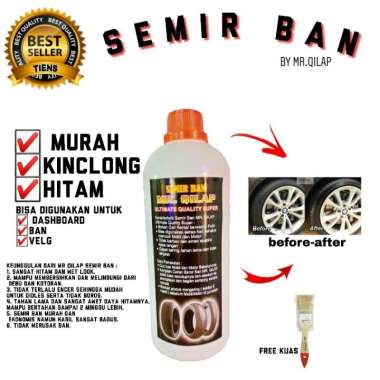 Semir Ban plus Kuas/Pengkilap Ban/Penghitam Ban Mobil Motor/MR Qilap Putih
