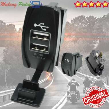 Charger Tanam Casan HP Mobil Motor Matic Bebek 2 USB Anti air