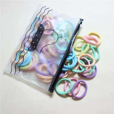 ONE - C10 C25-27 Ikat Rambut Polos Set 20/50/100pcs Karet Rambut Wanita Model Korea Simple Bahan Kar