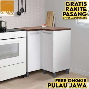 Kirana Kitchen Set Indiana Lemari Kabinet Dapur Rak Dapur Bawah - 2 Pintu Sudut - Putih